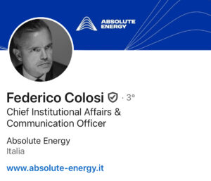 RUOLO FEDERICO COLOSI, EX SOGIN, IN ABSOLUTE ENERGY